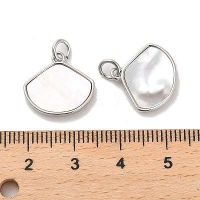 Brass Pave Shell Shell Shape Charms with Jump Ring KK-K365-08D-P-1