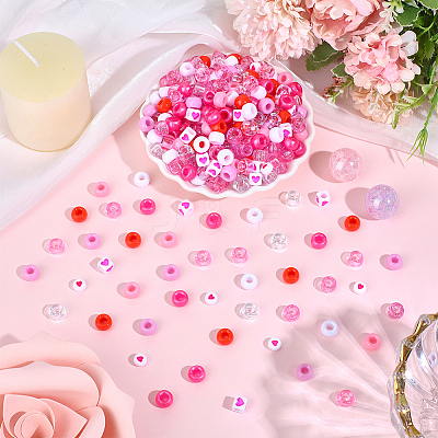 1200Pcs 10 Styles Opaque Plastic and Opaque Acrylic Beads KY-PA0001-15A-1