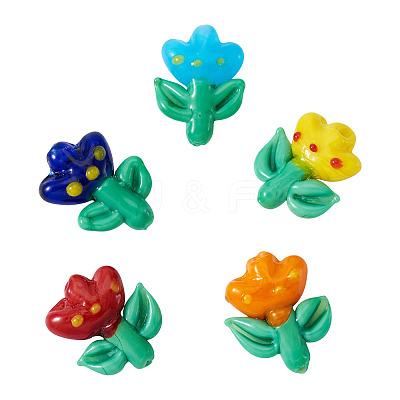 5Pcs 5 Colors Handmade Lampwork Beads LAMP-TA0002-15-1