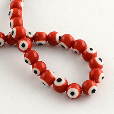 Round Handmade Evil Eye Lampwork Beads X-LAMP-R114-6mm-05-1