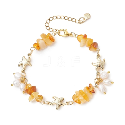 Natural Cultured Freshwater Pearl Beads Charm Bracelets BJEW-JB13767-01-1