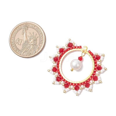 Glass Seed Beaded Sun Pendants PALLOY-MZ00857-02-1