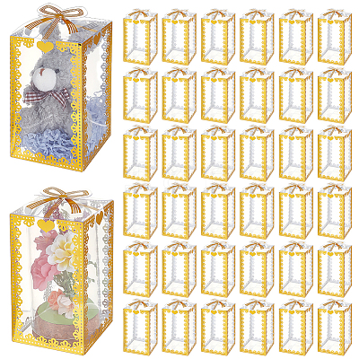 Folding Heart Print Transparent PVC Gift Packing Boxes CON-WH0085-192C-01-1