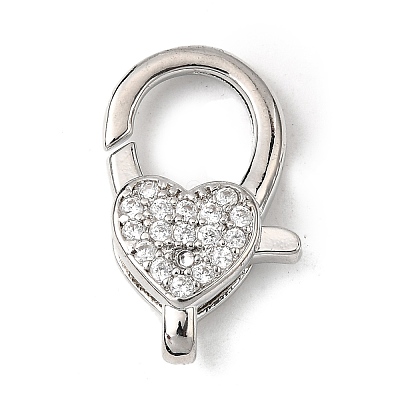 Brass Clear Cubic Zirconia Lobster Claw Clasps KK-Z078-46A-P-1
