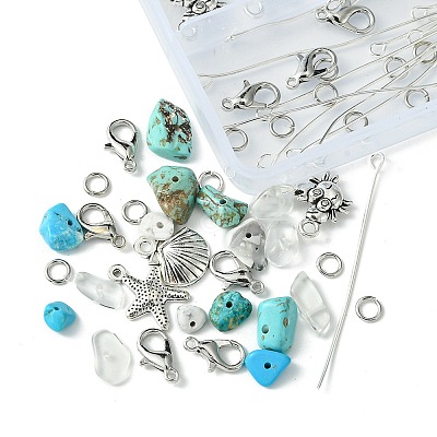 Natural & Synthetic Mixed Stone with Alloy Charms FIND-FS0002-16-1