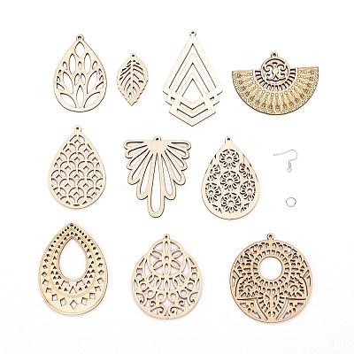 DIY Wooden Dangle Earring Making Kits X1-DIY-FS0001-67-1