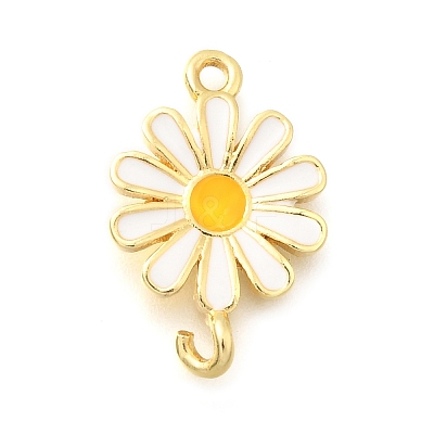 Brass Enamel Flower Links Connector Charms KK-C121-04G-01-1