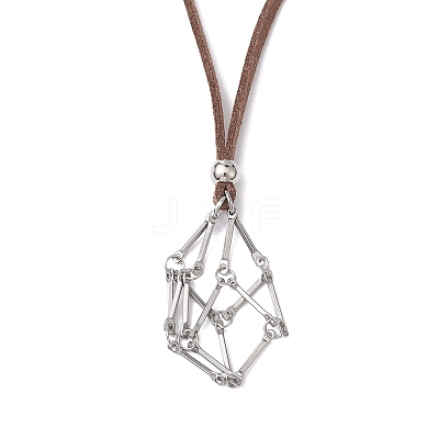 Crystal Holder Cage Necklace NJEW-JN04587-02-1