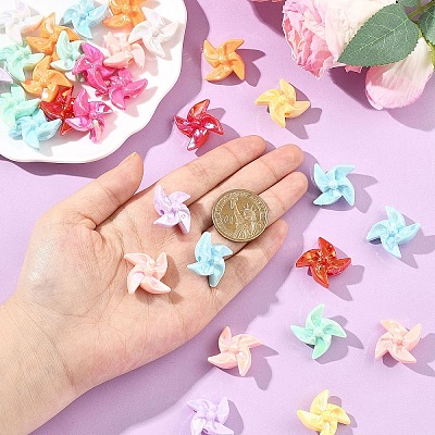 30Pcs UV Plating Opaque Acrylic Beads OACR-YW0004-16-1