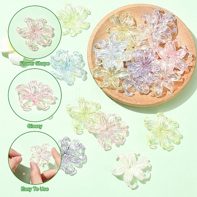 10Pcs UV Plating Iridescent Plastic Beads Caps FIND-YW0007-94A-1