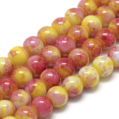 Baking Paint Glass Beads Strands X-DGLA-S115-8mm-S35-1