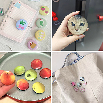 100 Sets 4 Styles Flat Round Sublimation Blank Badge Button Parts DIY-TA0013-64-1