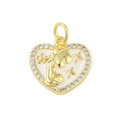 Brass Micro Pave Clear Cubic Zirconia Pendants KK-E111-46G-05-1