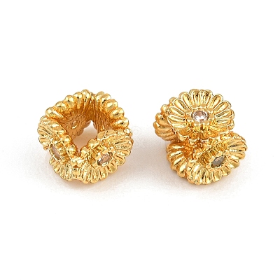 Brass Micro Pave Clear Cubic Zirconia Beads CU-CBA6A75-34G-1