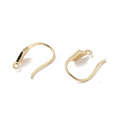 Rhombus Rack Plating Brass Micro Pave Cubic Zirconia Earring Hooks KK-D083-11G-1