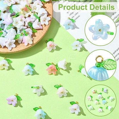 90Pcs 9 Colors Acrylic Flower Pendants PALLOY-CJ00074-1