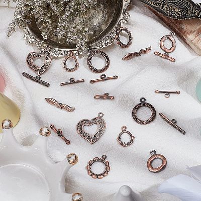 10 Sets 5 Styles Brass Toggle Clasps KK-FH0004-14-1