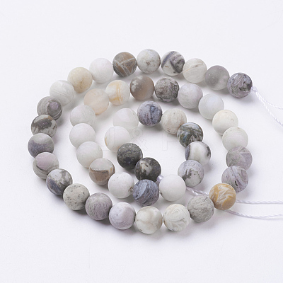 Natural Bamboo Leaf Agate Beads Strands G-J376-13F-8mm-1