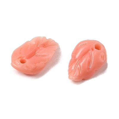 Synthetic Coral Dyed Leaf Charms CORA-Q034-01-06-1