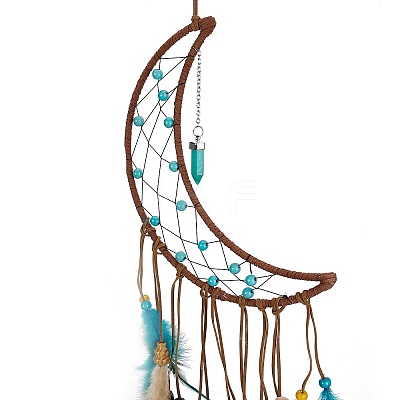 Handmade Leather Woven Net/Web with Feather Wall Hanging Decoration LS-HJEW-G015-08A-1