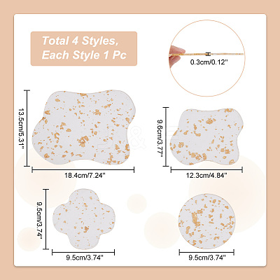 4Pcs 4 Style Transparent Acrylic Cup Mats DJEW-GO0001-02-1