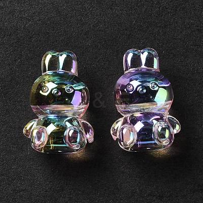 UV Plating Rainbow Iridescent Acrylic Beads OACR-H015-08-1