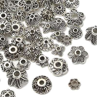 100Pcs 20 Styles Tibetan Style Alloy Bead Caps FIND-YW0004-06-1