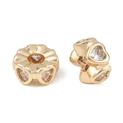 Brass Micro Pave Clear Cubic Zirconia Beads KK-C142-08LG-1