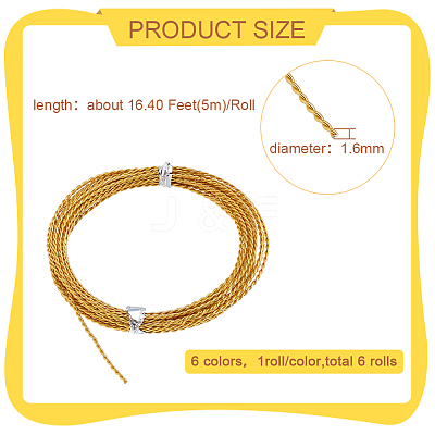 6 Roll 6 Colors Aluminum Wire ALUM-BC0001-75B-1