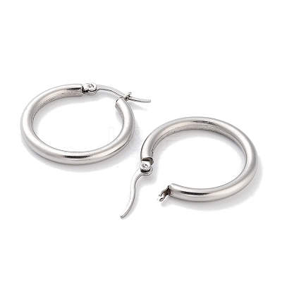 Non-Tarnish Ring 304 Stainless Steel Hoop Earrings for Women Men EJEW-B049-01B-P-1