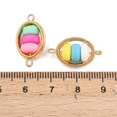 CCB Plastic Frame with Polymer Clay Beads Oval Links Connector Charms KK-D103-01G-1