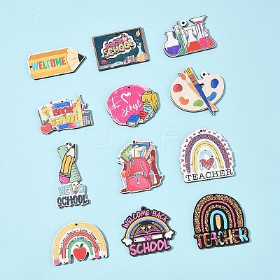 24Pcs 12 Styles Wood Pendants WOOD-FS0001-40-1