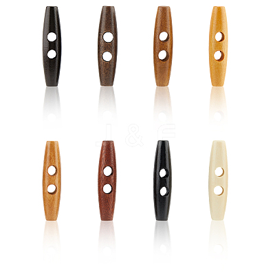 32Pcs 8 Colors 2-Hole Wood Buttons DIY-GF0011-42B-1