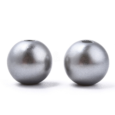 Spray Painted ABS Plastic Imitation Pearl Beads OACR-T015-05B-02-1