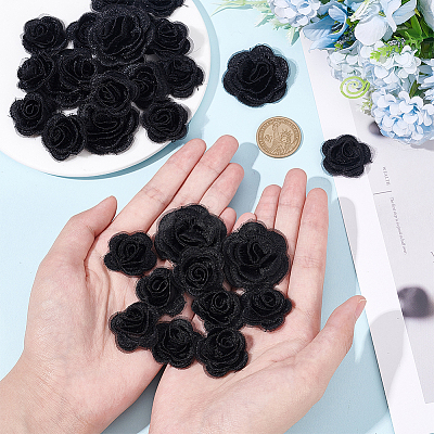 3D Rose Flower Polyester Computerized Embroidered Ornament Accessories DIY-NB0008-21C-1