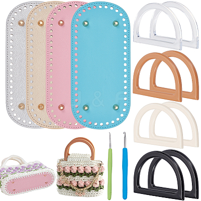 4Pcs 4 Colors PU Leather Oval Bottom FIND-CL0001-79A-1