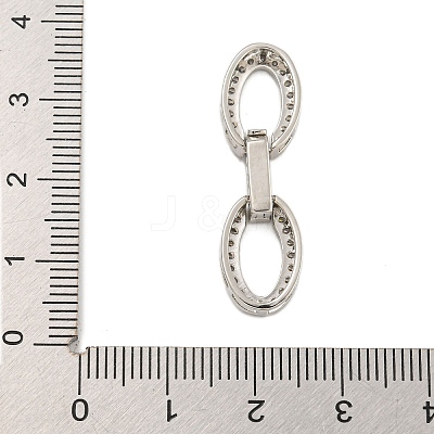 Rack Plating Oval Brass Micro Pave Clear Cubic Zirconia Fold Over Clasps KK-F876-04P-1
