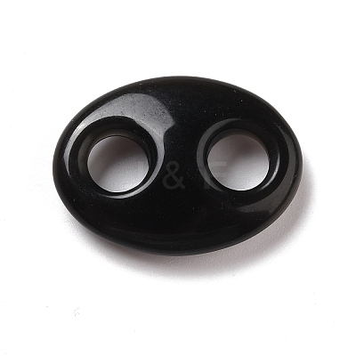 Natural Obsidian Connector Charms G-P467-01E-1