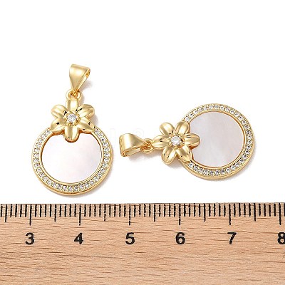 Brass Micro Pave Clear Cubic Zirconia Pendants KK-B083-16G-03-1