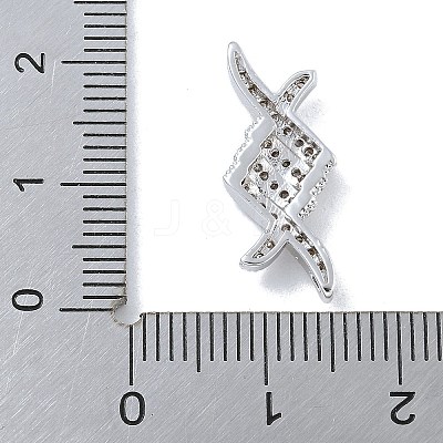 Rack Plating Brass Clear Cubic Zirconia Rhombus Connector Charms KK-A234-069P-1