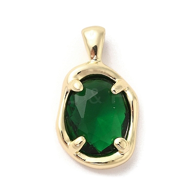 Golden Brass Micro Pave Cubic Zirconia Pendants KK-U031-02G-04-1