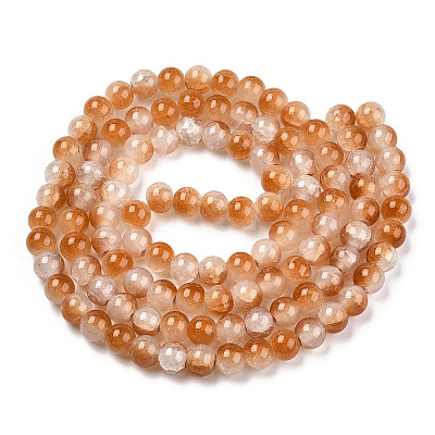 Crackle Baking Paint Imitation Jade Glass Beads Strands DGLA-T003-6mm-08-1