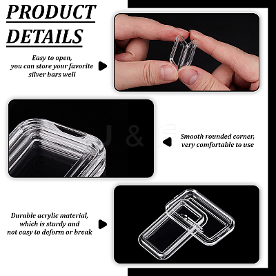 Acrylic Packing Boxes with Lids for Gold Bar LS-CON-WH0085-142-1