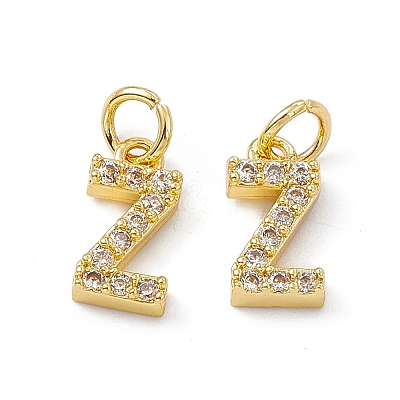 Real 18K Gold Plated Brass Micro Pave Clear Cubic Zirconia Charms KK-E068-VB452-Z-1