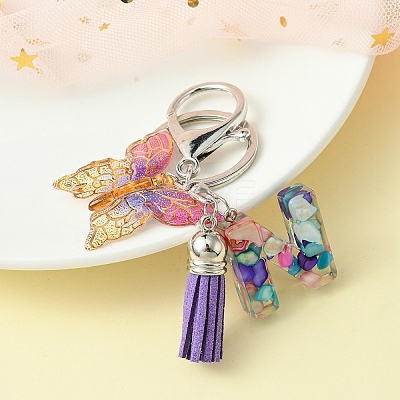 Resin Letter & Acrylic Butterfly Charms Keychain KEYC-YW00001-14-1