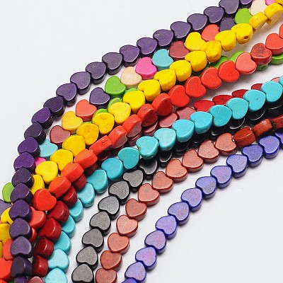 Dyed Synthetical Turquoise Heart Bead Strand G-P083-88-1