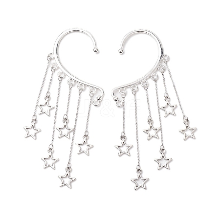 Star Tibetan Style Alloy Cuff Earrings for Women EJEW-TA00525-1