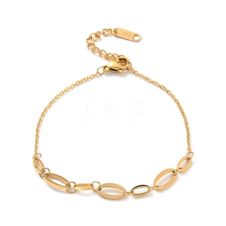 304 Stainless Steel Oval Link Bracelet for Women BJEW-G640-07G-1
