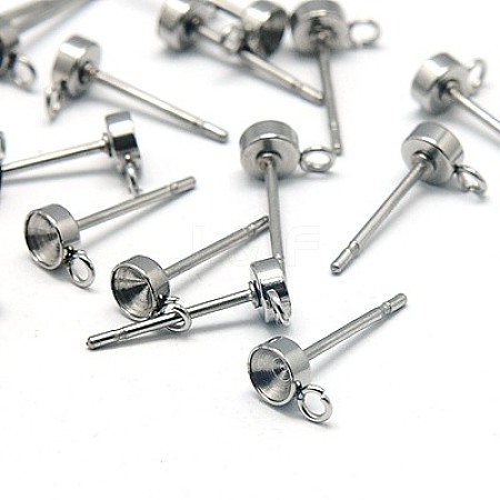 304 Stainless Steel Stud Earring Findings STAS-E029-1-1
