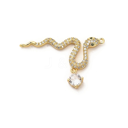 Brass Micro Pave Clear Cubic Zirconia Connector Charms KK-C108-02A-G-1